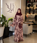 عباية ورد جوري فاخرة باللون السكري والخمري