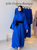 Royal Blue Kuwaiti Crinkle Habr Abaya